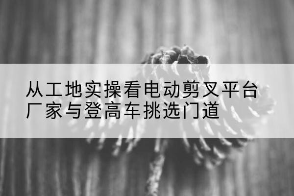 榆阳电动剪叉升降平台厂家-从工地实操看电动剪叉平台厂家与登高车挑选门道